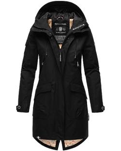 Navahoo Damen Parka Übergangsjacke mit Kapuze Frühlings Jacke B920 [B920 - Schwarz Größe M - Gr. 38] von Navahoo