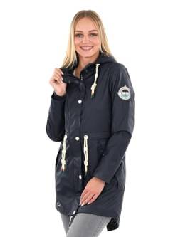 Navahoo Damen Regenjacke Parka Regenmantel mit Kapuze B919 [B919-Navy-Größe S-Gr. 36] von Navahoo