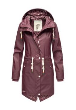 Navahoo Damen Regenjacke Parka Regenmantel mit Kapuze B919 [B919-Wine-Größe XS-Gr. 34] von Navahoo