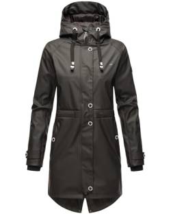 Navahoo Damen Regenjacke mit Kapuze Regenmantel Teddyfutter Wasserdicht [B934-R-Flower-Schwarz-Gr.L] von Navahoo