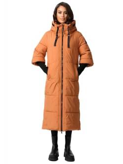 Navahoo Damen Stepp Winter Jacke gesteppte Winterjacke lang warm Kapuze B988 [B988-Ciao-Miau-Cinnamon-Gr.S] von Navahoo