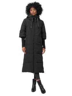 Navahoo Damen Stepp Winter Jacke gesteppte Winterjacke lang warm Kapuze B988 [B988-Ciao-Miau-Schwarz-Gr.L] von Navahoo