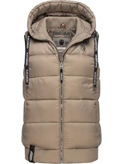 Navahoo Damen Steppweste leichte Outdoor-Weste Übergangsjacke mit Kapuze Kassidy Taupe2 Gr. S von Navahoo