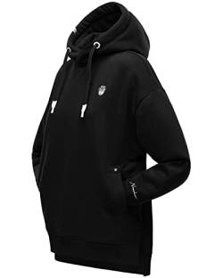 Navahoo Damen Sweatshirt Kapuzenpullover Oversize Long Hoodie Silberengelchen Black Gr. XL von Navahoo