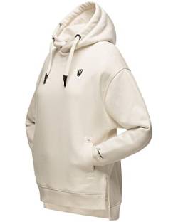 Navahoo Damen Sweatshirt Kapuzenpullover Oversize Long Hoodie Silberengelchen Offwhite Gr. XXL von Navahoo