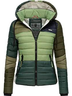 Navahoo Damen Übergangs-Jacke leichte Colorblocking Steppjacke Lulana Multikulti Multicolour Green Forest Gr. S von Navahoo