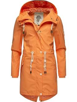 Navahoo Damen Übergangsjacke Regenmantel wasserdicht lang mit Kapuze Tropical Stormoo Apricot Sorbet Gr. L von Navahoo