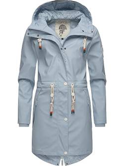 Navahoo Damen Übergangsjacke Regenmantel wasserdicht lang mit Kapuze Tropical Stormoo Baby Blue Gr. L von Navahoo