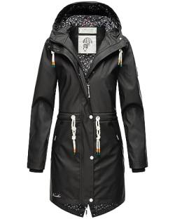 Navahoo Damen Übergangsjacke Regenmantel wasserdicht lang mit Kapuze Tropical Stormoo Black Gr. S von Navahoo