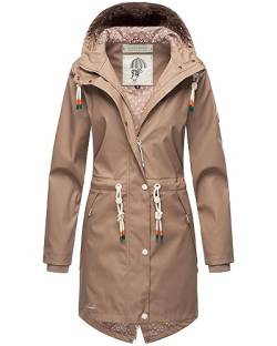 Navahoo Damen Übergangsjacke Regenmantel wasserdicht lang mit Kapuze Tropical Stormoo Taupe Gr. XS von Navahoo