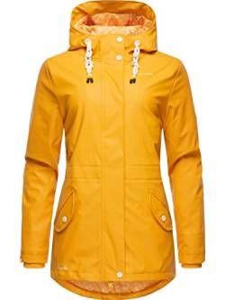 Navahoo Damen Übergangsjacke Regenmantel wasserdicht lang warm gefüttert mit Kapuze Oceans Heart Amber Yellow Gr. XL von Navahoo