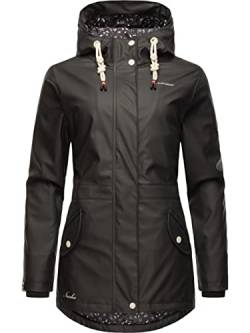 Navahoo Damen Übergangsjacke Regenmantel wasserdicht lang warm gefüttert mit Kapuze Oceans Heart Black Gr. L von Navahoo