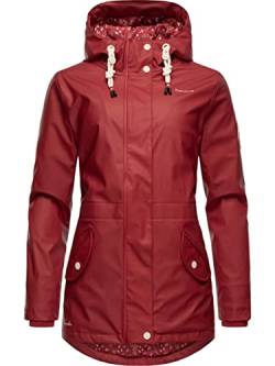 Navahoo Damen Übergangsjacke Regenmantel wasserdicht lang warm gefüttert mit Kapuze Oceans Heart Blood Red Gr. L von Navahoo