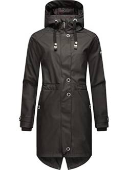 Navahoo Damen Übergangsjacke Regenmantel wasserdicht lang warm gefüttert mit Kapuze Rainy Flower Black Gr. L von Navahoo