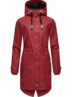 Navahoo Damen Übergangsjacke Regenmantel wasserdicht lang warm gefüttert mit Kapuze Rainy Flower Blood Red Gr. M von Navahoo