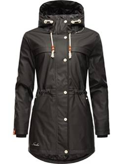 Navahoo Damen Übergangsjacke Regenmantel wasserdicht lang warm gefüttert mit Kapuze Rainy Forest Black Gr. L von Navahoo