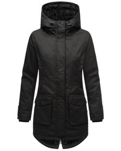 Navahoo Damen Übergangsjacke Warmer Kurzmantel Regenjacke wasserdicht mit Kapuze Brinjaa Black Gr. M von Navahoo