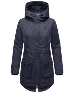 Navahoo Damen Übergangsjacke Warmer Kurzmantel Regenjacke wasserdicht mit Kapuze Brinjaa Navy Gr. L von Navahoo