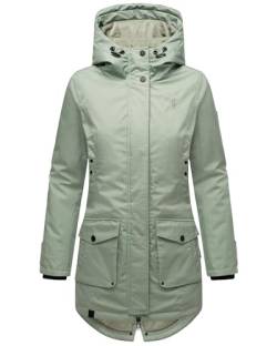 Navahoo Damen Übergangsjacke Warmer Kurzmantel Regenjacke wasserdicht mit Kapuze Brinjaa Smokey Mint Gr. M von Navahoo