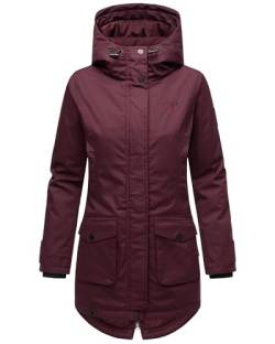 Navahoo Damen Übergangsjacke Warmer Kurzmantel Regenjacke wasserdicht mit Kapuze Brinjaa Wine Gr. XL von Navahoo