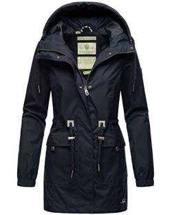 Navahoo Damen Übergangsjacke leichte Jacke mit Kapuze aus recyceltem Material B922 [B922-Navy Größe M-Gr. 38] von Navahoo