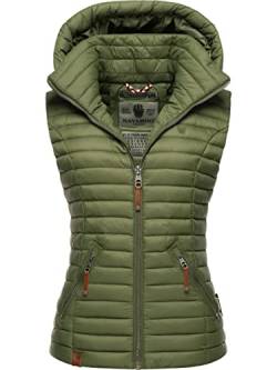 Navahoo Damen Übergangsjacke leichte Steppweste mit Abnehmbarer Kapuze Shadaa Dusty Olive Gr. XS von Navahoo