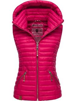 Navahoo Damen Übergangsjacke leichte Steppweste mit Abnehmbarer Kapuze Shadaa Fuchsia Gr. XS von Navahoo