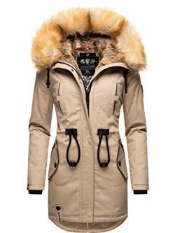 Navahoo Damen Warmer Winterparka mit Kapuze Bombii Taupe Gr. S von Navahoo