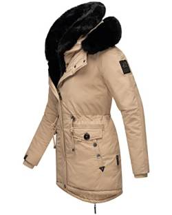 Navahoo Damen Warmer Winterparka mit doppelter Kunstpelz-Kapuze Sweety Deluxe Taupe Gr. XL von Navahoo