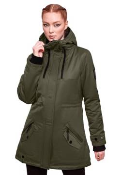 Navahoo Damen Winter Jacke Parka Mantel Winterjacke warm gefüttert Kapuze B834 [B834-Avril-Olive-Gr.L] von Navahoo