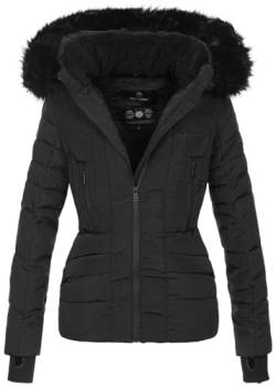 Navahoo Damen Winter Jacke warm gefüttert Teddyfell Stepp Winterjacke B361 [B361-Adele-Schwarz-Gr.S] von Navahoo