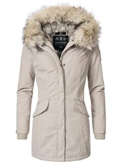 Navahoo Damen Winter Kurzmantel mit Kapuze Cristal Beige Gr. XXL von Navahoo