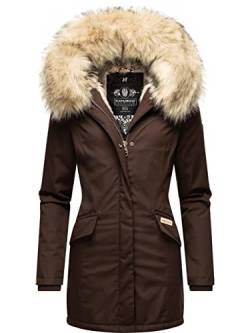 Navahoo Damen Winter Kurzmantel mit Kapuze Cristal Dark Choco Gr. M von Navahoo