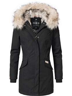 Navahoo Damen Winter Kurzmantel mit Kapuze Cristal Schwarz Gr. L von Navahoo