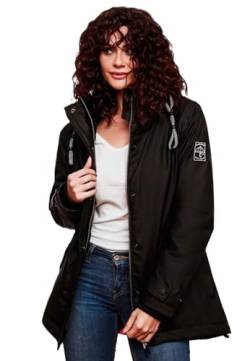 Navahoo Damen Winter Regen Jacke Parka Mantel warm gefüttert Kapuze B847 [B847-Lind-Schwarz-Gr.XXXL] von Navahoo