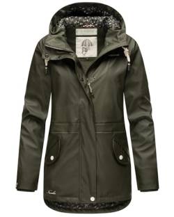 Navahoo Damen Winter Regenjacke mit Kapuze Regenmantel Teddyyfell Wasserdicht [B933-O-Heart-Olive-Gr.S] von Navahoo