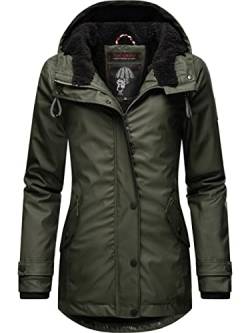 Navahoo Damen Winterjacke Kurze Regenjacke wasserdicht warm gefüttert mit Kapuze Lindraa Dark Olive Gr. L von Navahoo