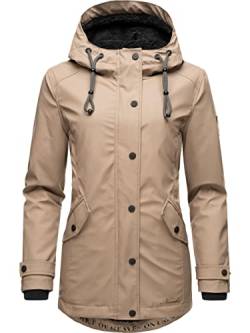 Navahoo Damen Winterjacke Kurze Regenjacke wasserdicht warm gefüttert mit Kapuze Lindraa Taupe Gr. L von Navahoo