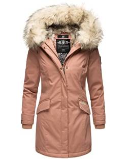 Navahoo Damen Winterjacke Parka Mantel Jacke Kunstfell Gefüttert Cristal XS-XXL (DE/NL/SE/PL, Alphanumerisch, L, Regular, Regular, Terracotta) von Navahoo