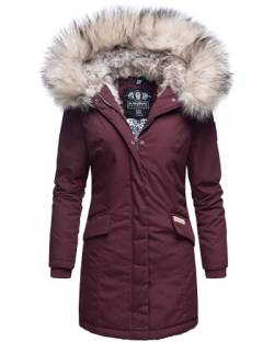 Navahoo Damen Winterjacke Parka Mantel Jacke Kunstfell Gefüttert Cristal XS-XXL (DE/NL/SE/PL, Alphanumerisch, S, Regular, Regular, Wine) von Navahoo