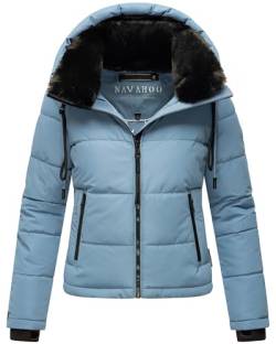 Navahoo Damen Winterjacke Steppjacke warm mit Abnehmbarer Kapuze und Kunstfellkragen Mit Liebe XIV Powder Blue Gr. M von Navahoo