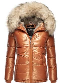 Navahoo Damen Winterjacke Steppjacke warm mit Kunstfellkapuze Tikunaa Rusty Cinnamon Gr. S von Navahoo