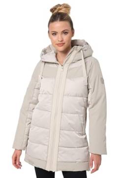 Navahoo Damen Winterjacke mit Kapuze Steppjacke B969 [B969-Samtkatz-Hellgrau-Gr.L] von Navahoo