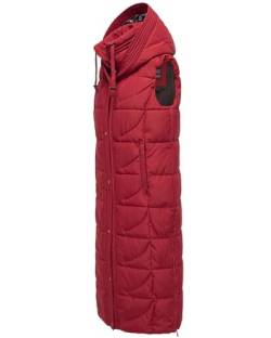 Navahoo Damen Winterjacke warme Steppweste extralang mit Kapuze Brezelchen Dark Red Gr. M von Navahoo