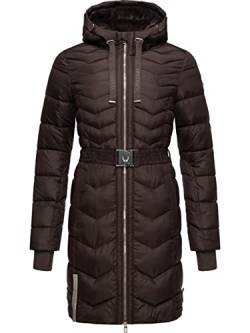 Navahoo Damen Wintermantel Steppmantel Jacke mit Taillengürtel Alpenveilchen Chocolate Gr. XL von Navahoo