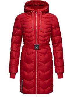 Navahoo Damen Wintermantel Steppmantel Jacke mit Taillengürtel Alpenveilchen Red Gr. XS von Navahoo