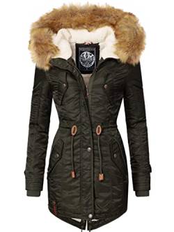 Navahoo Damen Wintermantel Warmer Parka lang mit Kapuze La Viva Green Gr. XXL von Navahoo