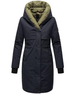 Navahoo Damen Wintermantel Warmer Parka lang mit Kapuze Snowelf Navy Gr. S von Navahoo