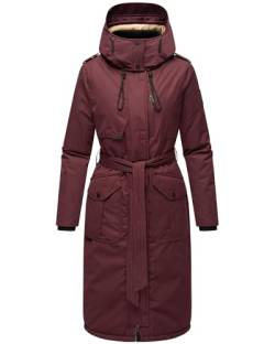 Navahoo Damen Wintermantel Warmer Parka lang mit hohem Kragen und weicher Kapuze Hokulanii Wine Gr. XS von Navahoo