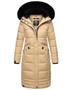 Navahoo Damen Wintermantel Warmer Steppmantel lang mit Abnehmbarer Kapuze Fahmiyaa Beige Gr. XL von Navahoo